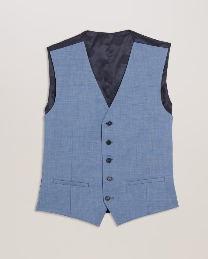 Gilet De Costume Ted Baker Sharkskin Wool Blend Bleu Homme | BXG-79101445